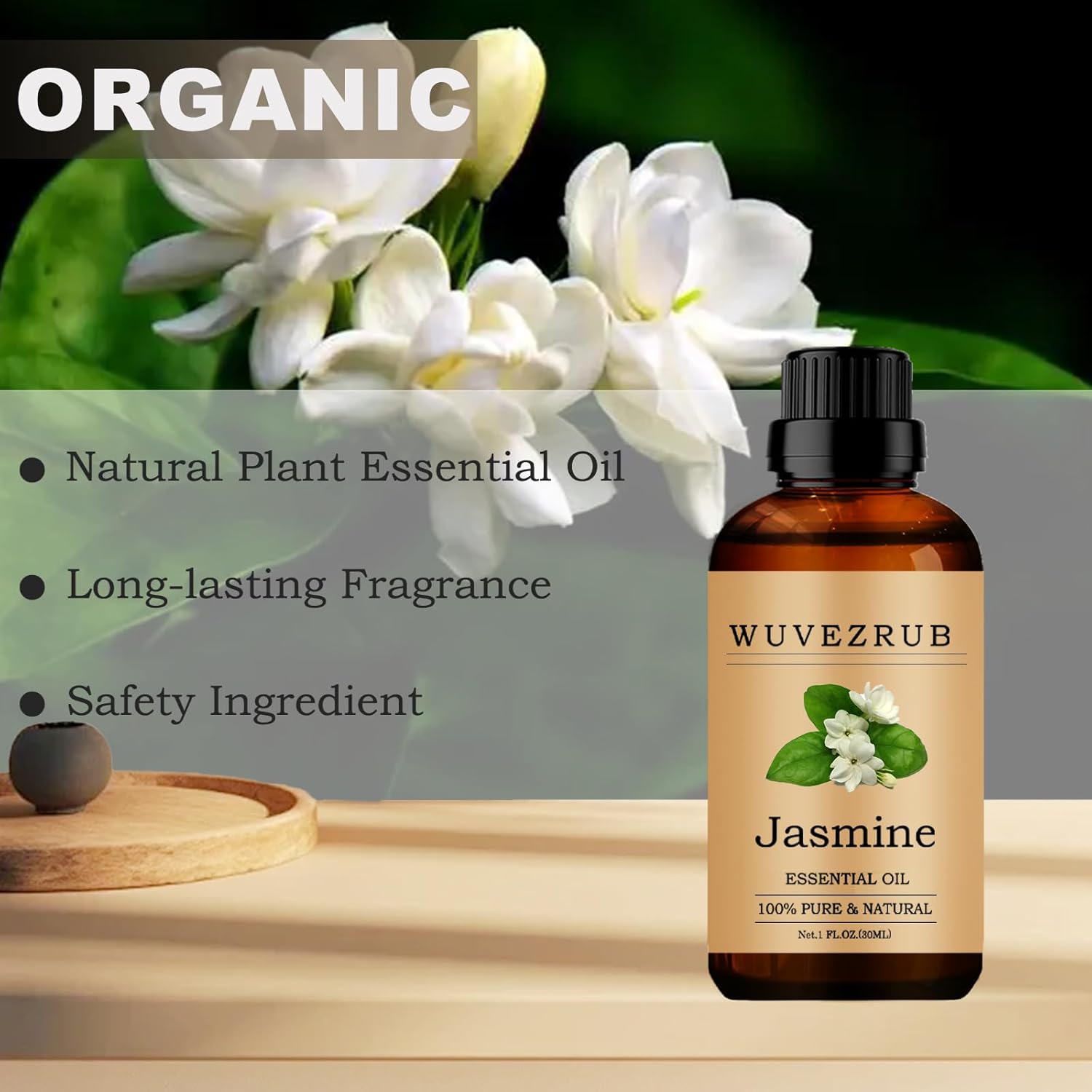 Jasmine Essential Oils, 30ML Pure and Natural Essential Oil for Aromatherapy Diffuser - Jasmine /1 Fl Oz
