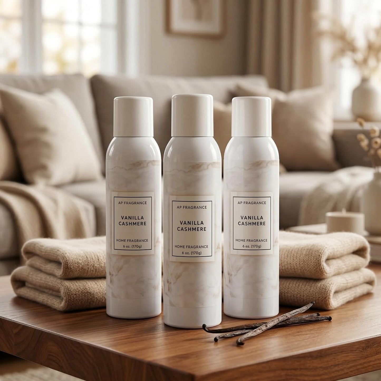 Room Fragrance Air Freshener Spray Concentrated Bathroom, Kitchen, Car, or Office Deodorizer, U.S.- Made by AP Fragrance (Vanilla Cashmere)