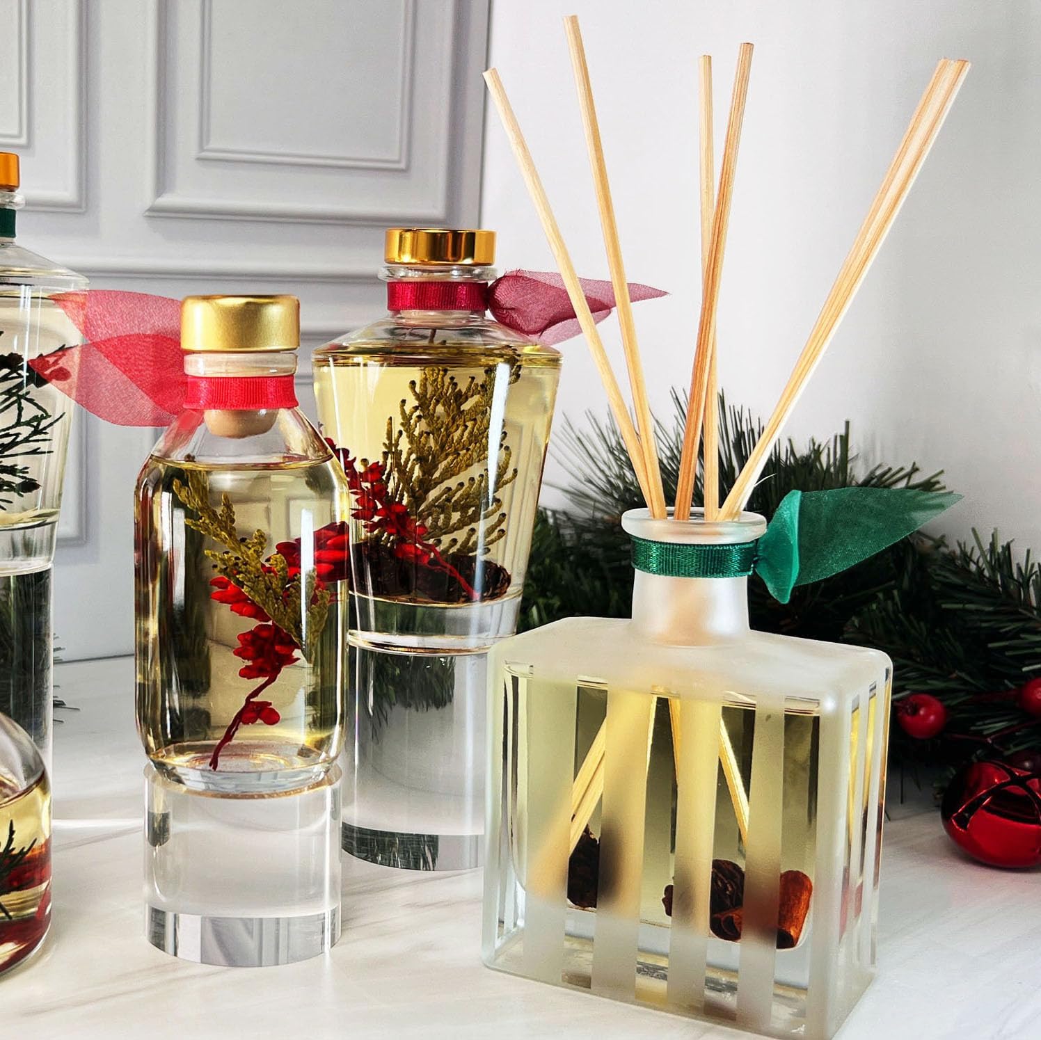 Reed Diffuser Set, Refresh Sicilian Blood Orange Scented Oil Diffuser with Sticks, Home Fragrance Accessories for Bathroom Shelf Decor, Aroma Diffusers for Home or Office Desk, USA Made
