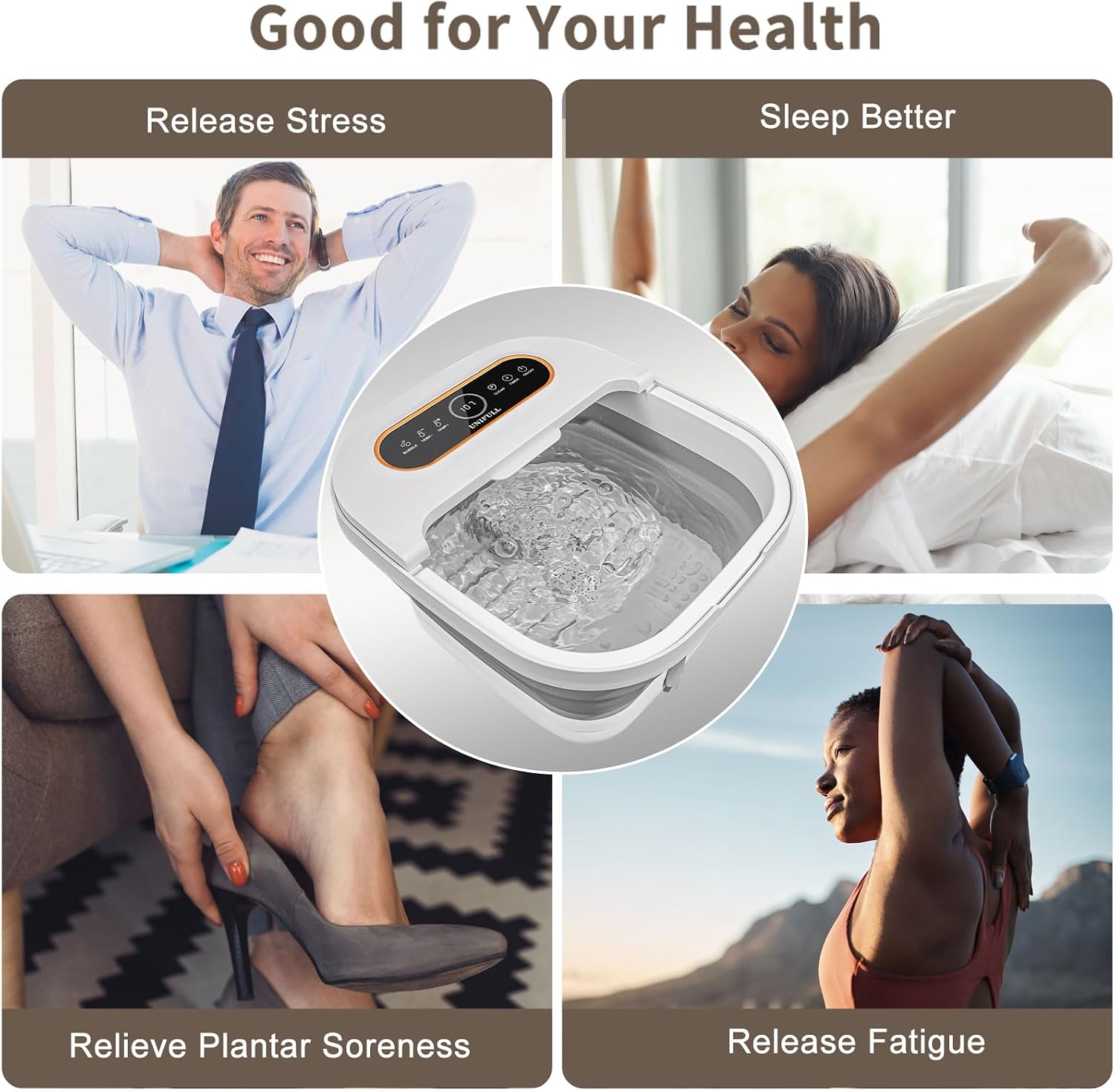 UNIFULL Collapsible Foot Spa Bath with Heat, Touch Screen, Massage Rollers, Bubble, Foot Pedicure Kit, Temperature Control, Foot Spa, Foot Bath Gifts