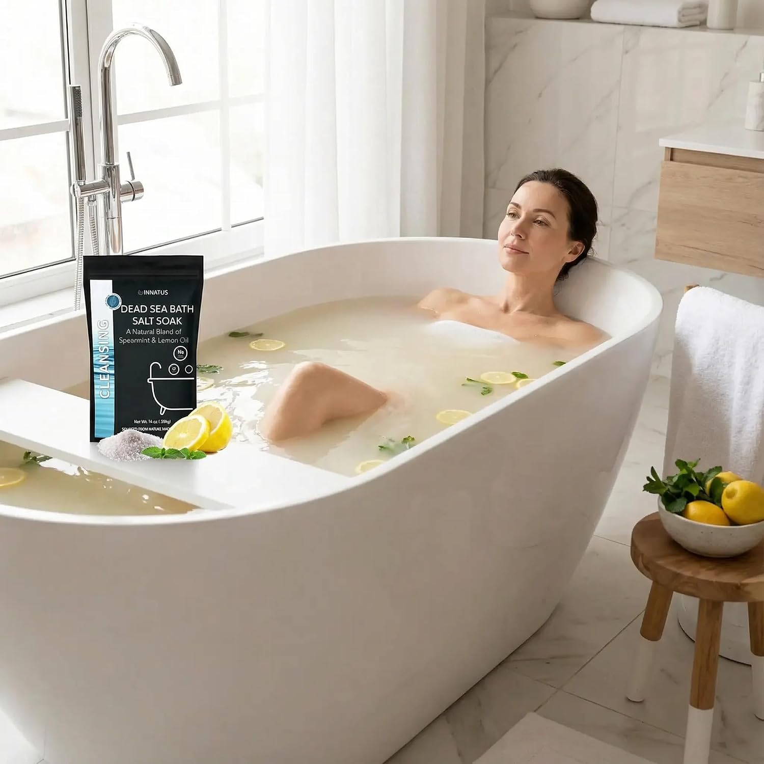 Dead Sea Soothing Bath Salt Soak with 21 Minerals – Relaxing, Detoxifying, and Nourishing for Skin – 14oz, Infused with Essential Oils – Rejuvenate Mind & Body. (Spearmint)