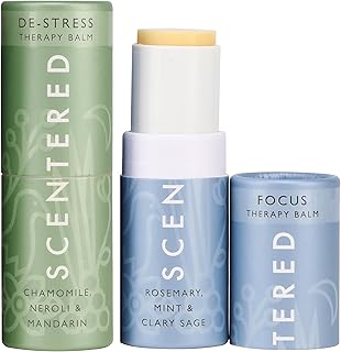 Scentered Aromatherapy Balm Sticks for Stress-Relief & Focus - Roll On Essential Oil Blends of Rosemary, Mint, Chamomile - Aromatherapy Gifts for Women - De-Stress & Focus