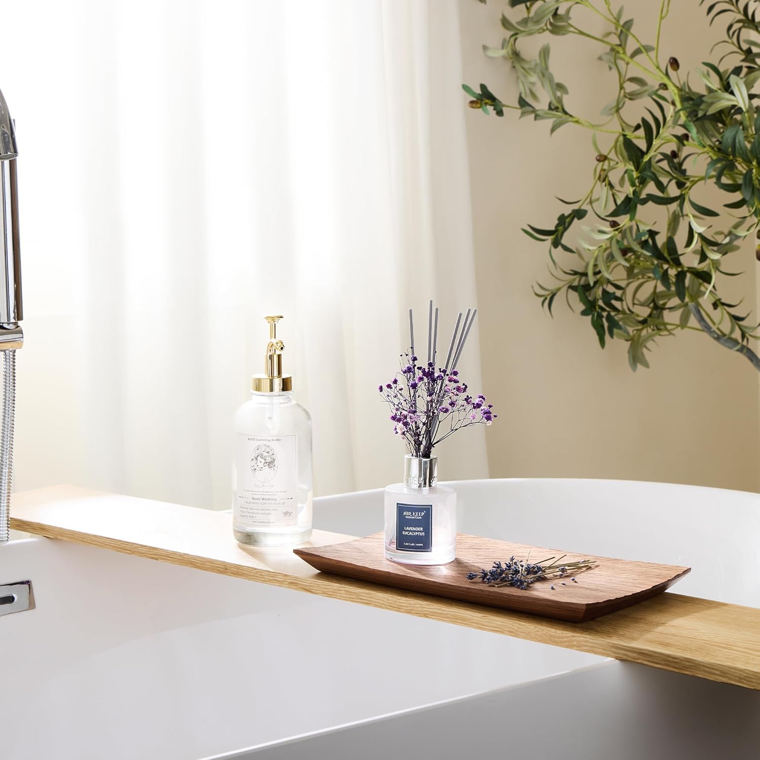 Airkeep Reed Diffuser Set,3.38 fl oz (100 ml) - Lavender Eucalyptus Oil Diffusers with 8 Reed Sticks, Home Fragrance Reed Diffuser for Bathroom Shelf Decor