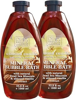 Dead Sea Collection Bubble Bath with Almond Vanilla for Women and Men - Sweet Almond Oil and Dead Sea Salt - Nourishing and Moisturizing Skin - Pack of 2 (67.6 fl.oz)