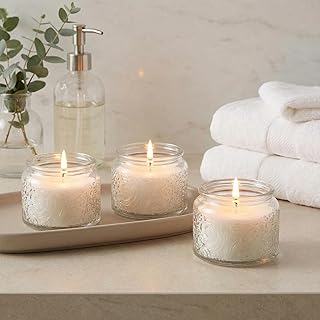 4 oz Gray Sun Moon Stars Candle Jars with Bamboo Lids, 18 Pack | Patented Embossed Design, Includes Wick Centering Devices & Warning Labels, Multiple Color Options