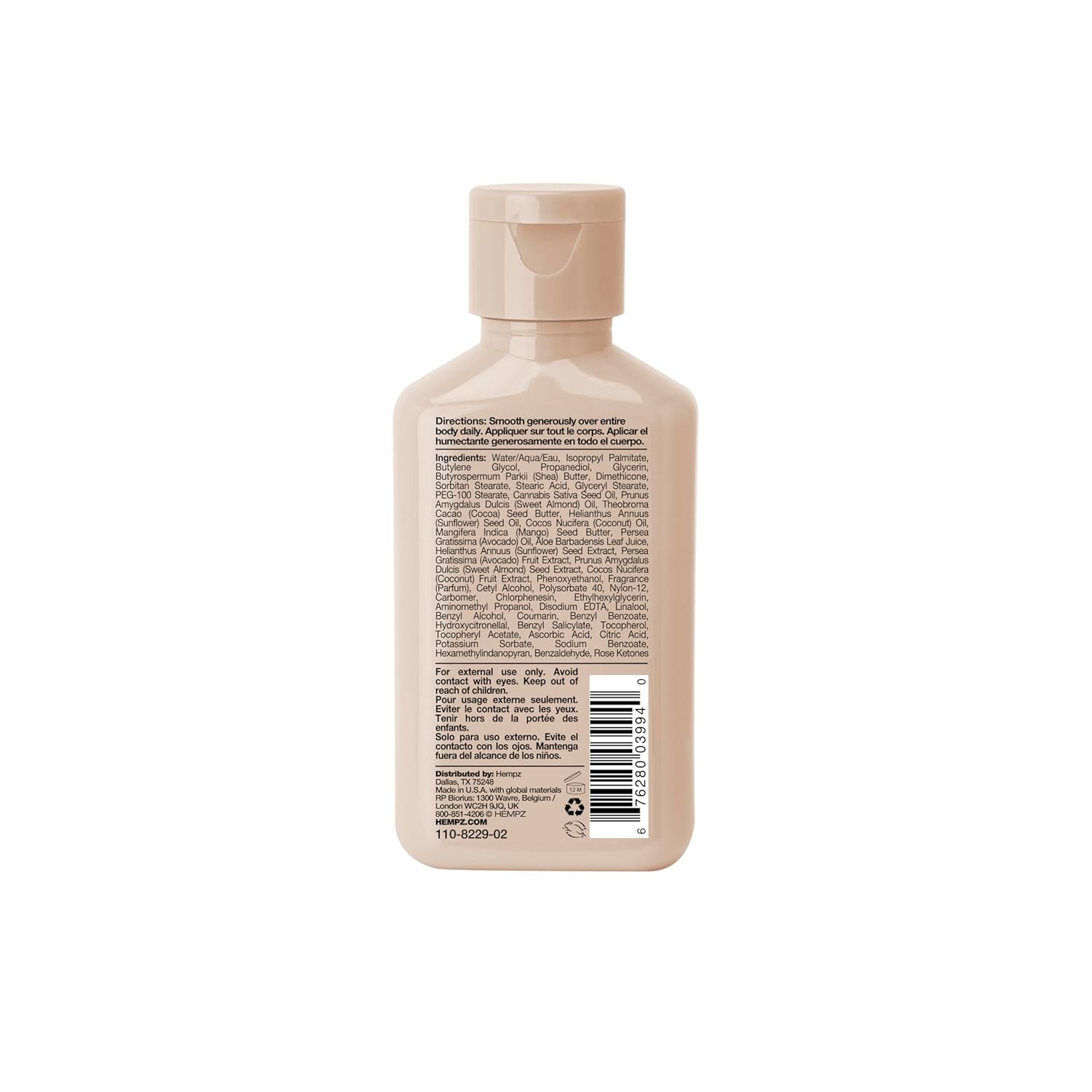 Hempz Smoothing Herbal Body Moisturizer, Koa & Sweet Almond, 2.25 oz - Lightweight Lotion with Hemp Seed Oil & Shea Butter, Vegan for Dry Skin