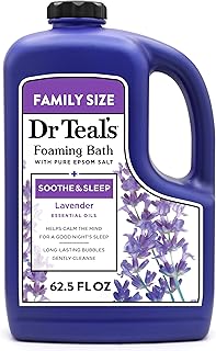 Dr Teal's Foaming Bath with Pure Epsom Salt, Soothe & Sleep with Lavender, 62.5 fl oz