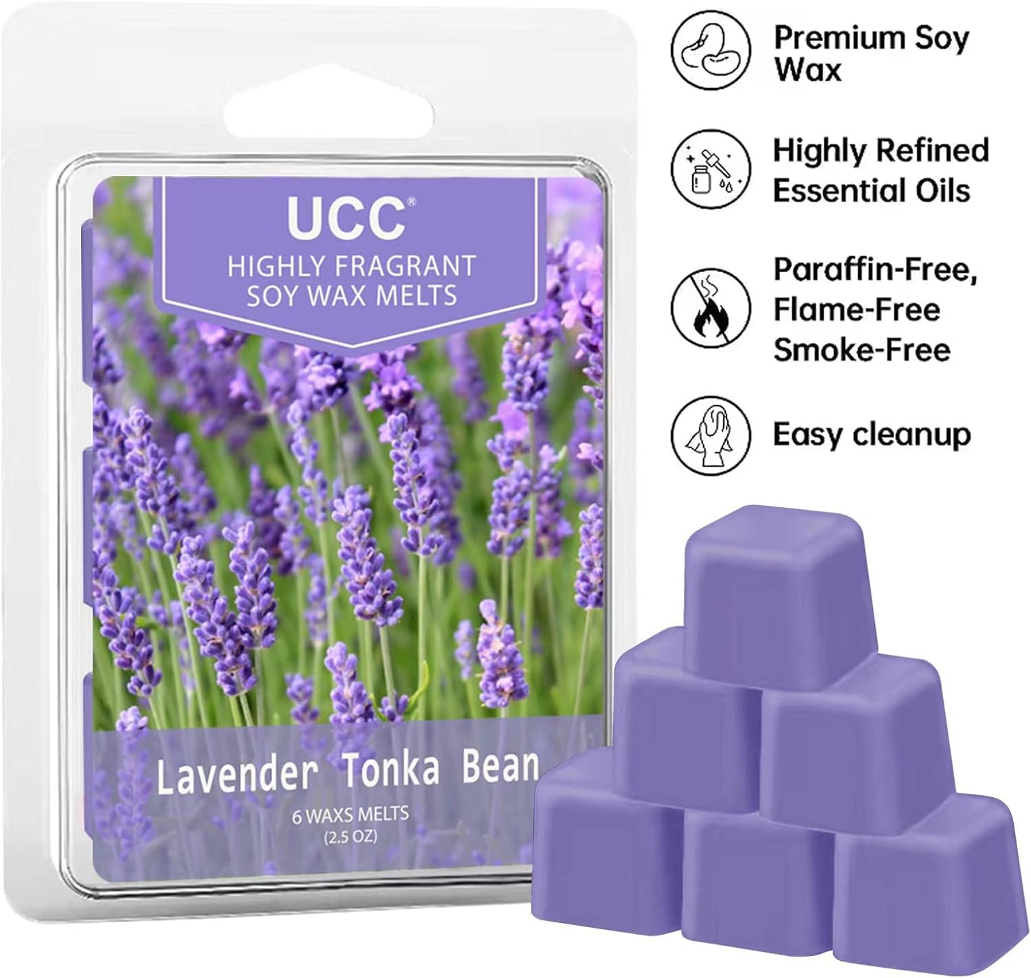 UCC Plant Based All Natural Fall Wax Melts, Highly Scented Fragrances, Long Lasting Premium Soy Scented Melts Cubes, Wax Melts Tarts, Colored Wax Melt - 4 Pack