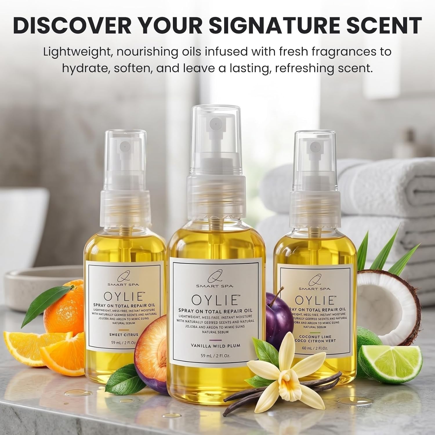 QTICA Oylie Spray On Total Repair Body Oil | Lightweight Spray Oil with Natural Jojoba & Argan Oil for Instant Moisture Smooth Finish Deep Hydration Soft Supple Looking Skin 2oz (Grapefruit Surprise)