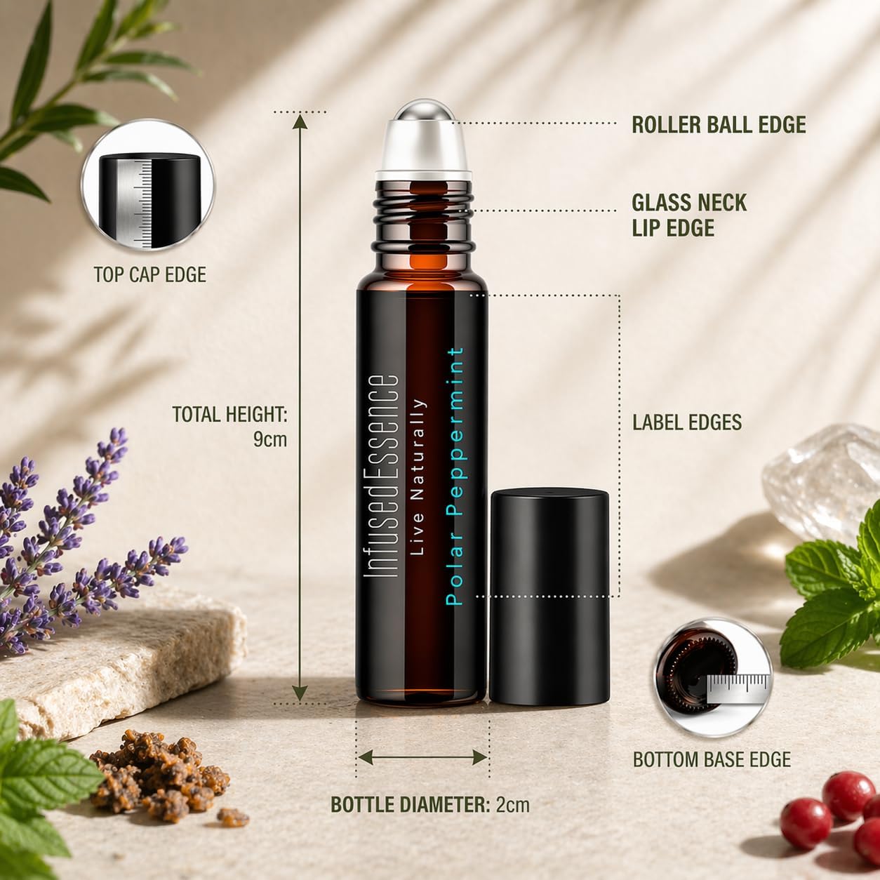 Polar Peppermint Essential Oil Roll-On 10 ml – 100% Pure & Natural Peppermint Aromatherapy Roller – Cooling Sensation for Focus, Relaxation & Daily Wellness