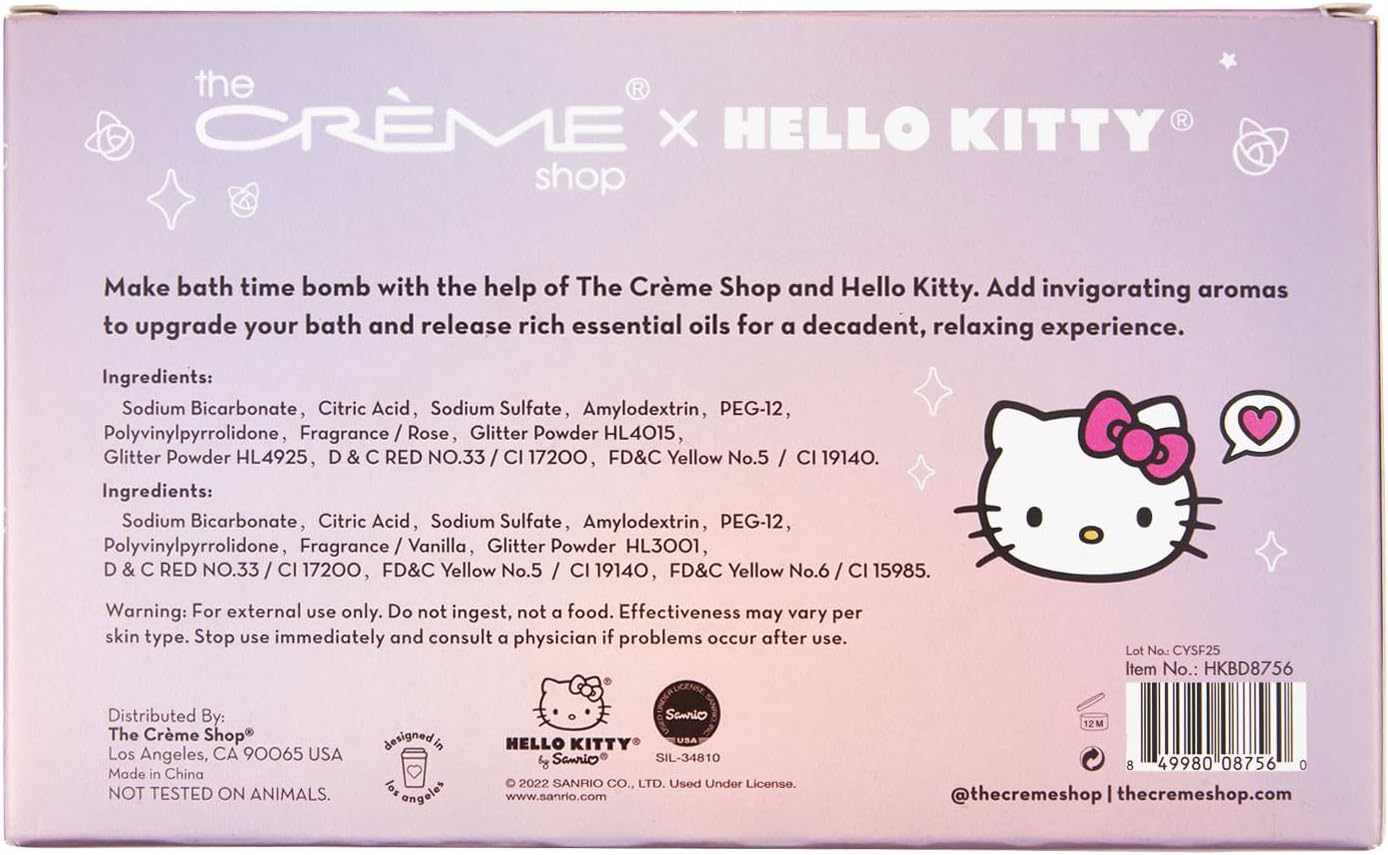 The Crème Shop x Hello Kitty Hello Fizzy! Bath Bomb Duo | Holiday Gift Sets | Stocking Stuffers | Aromatherapy Bath Bombs (2 Pack)
