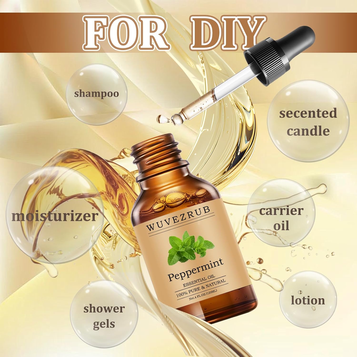Peppermint Essential Oils 120ML, Pure Peppermint Essential Oil for Aromatherapy Diffuser - 4 Fl Oz