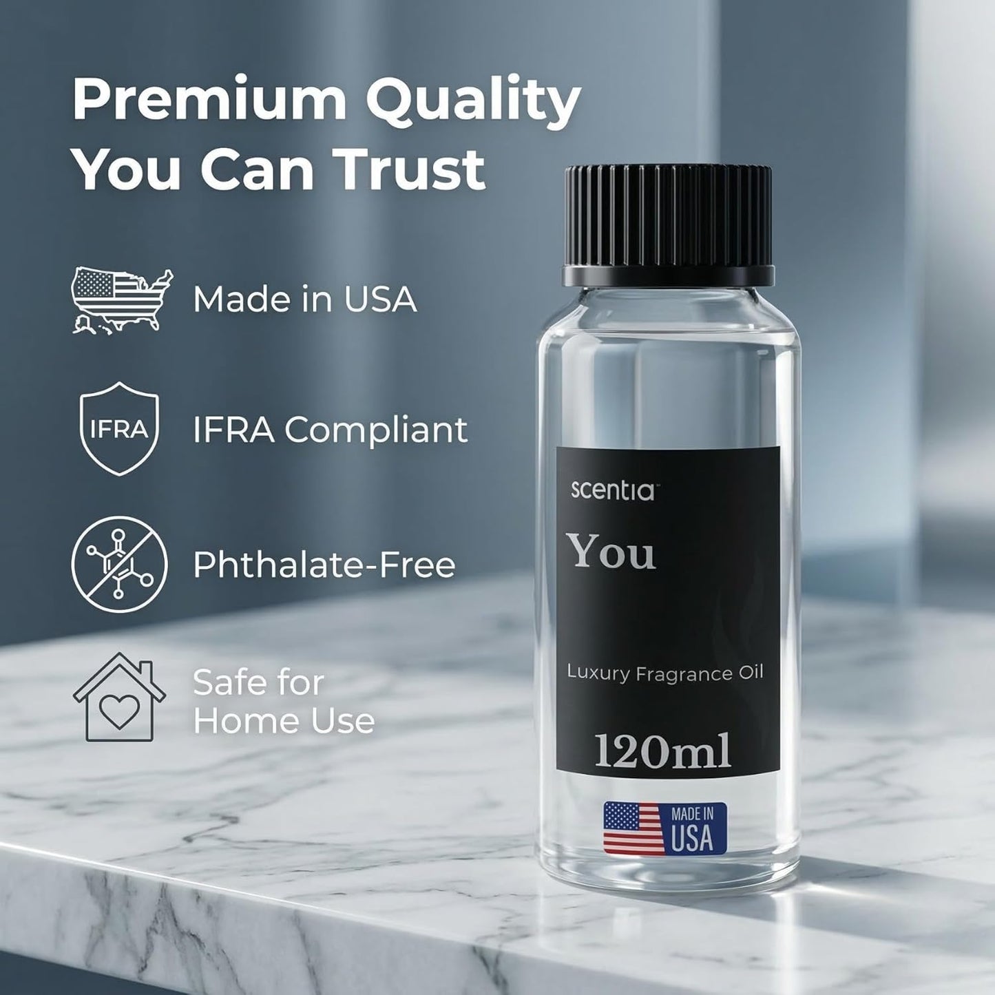 Scentia You Premium Fresh Fragrance Oil for Diffusers – Clean Citrus, Eucalyptus & Sandalwood Home Scent – Cold Air & HVAC Diffuser Oil Refill – 120 ml (4.06 fl oz)