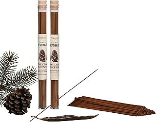 Pine Cone Incense Sticks,Natural Woodsy Aroma for Daily Aromatherapy & Meditation, Crisp Cedarwood & Forest Healing Scent, Calming Zen Relaxation, Handcrafted with Leaf Incense Holder