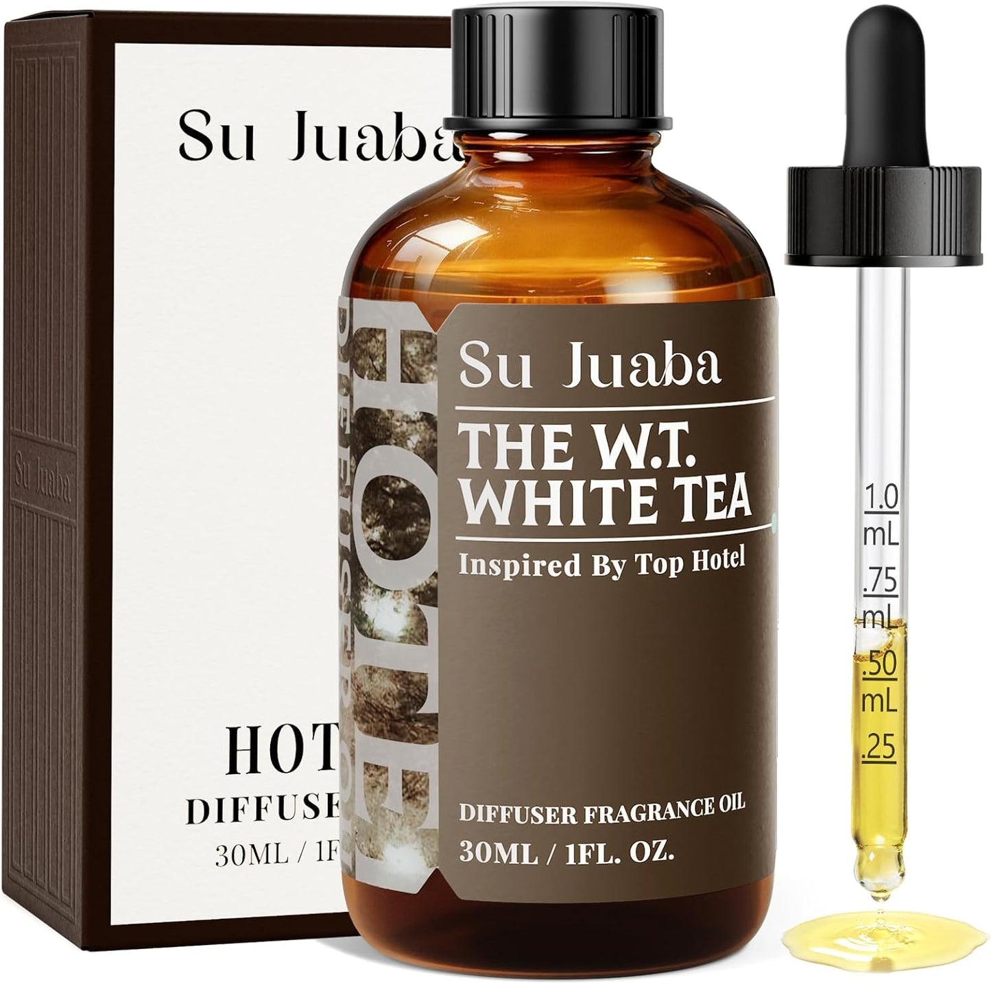 SU JUABA White Tea Hotel Diffuser Oil - Inspired by Westin - Luxury Scent for Essential Oil Diffuser for Home & Car, Crafting, Long-Lasting & Vegan, 1 Fl Oz