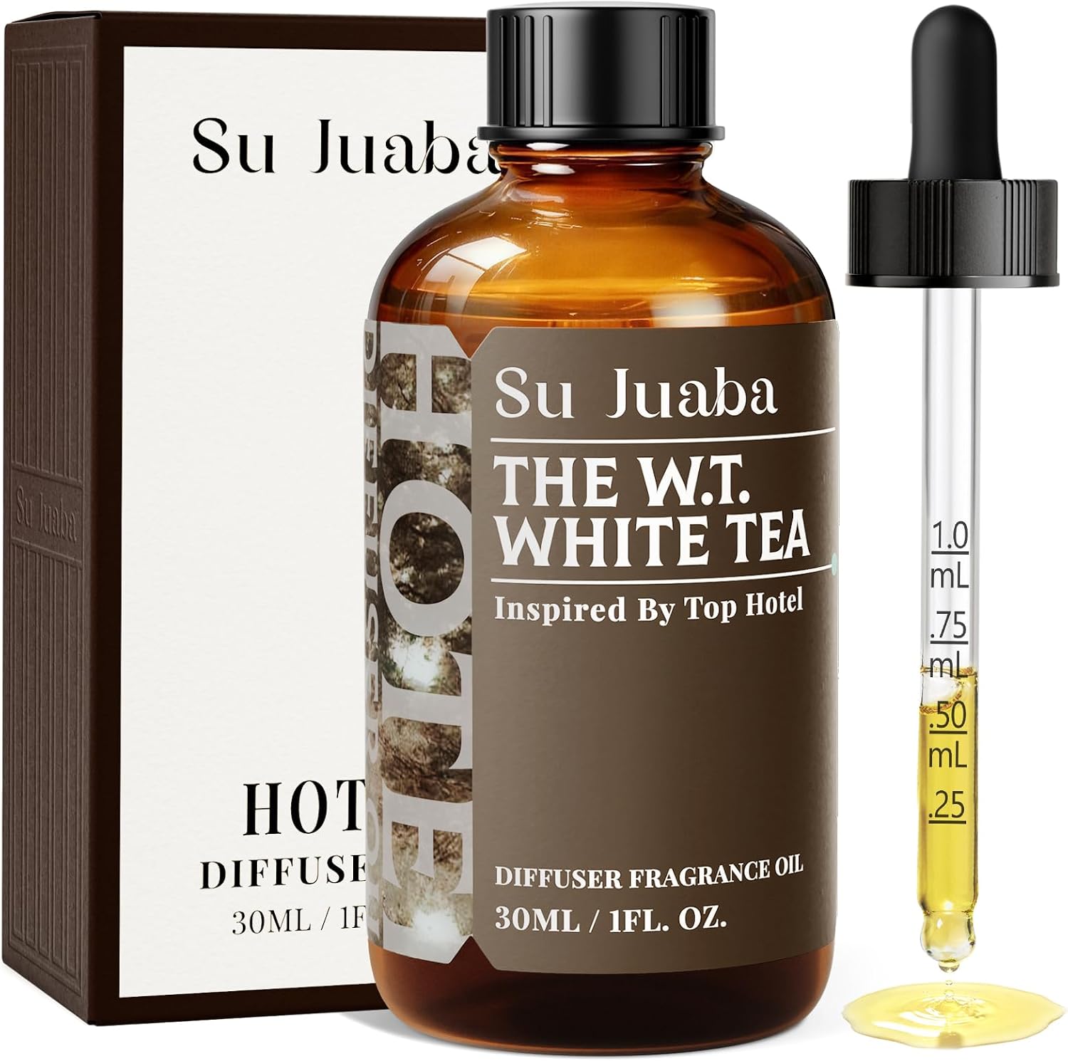 SU JUABA White Tea Hotel Diffuser Oil - Inspired by Westin - Luxury Scent for Essential Oil Diffuser for Home & Car, Crafting, Long-Lasting & Vegan, 1 Fl Oz