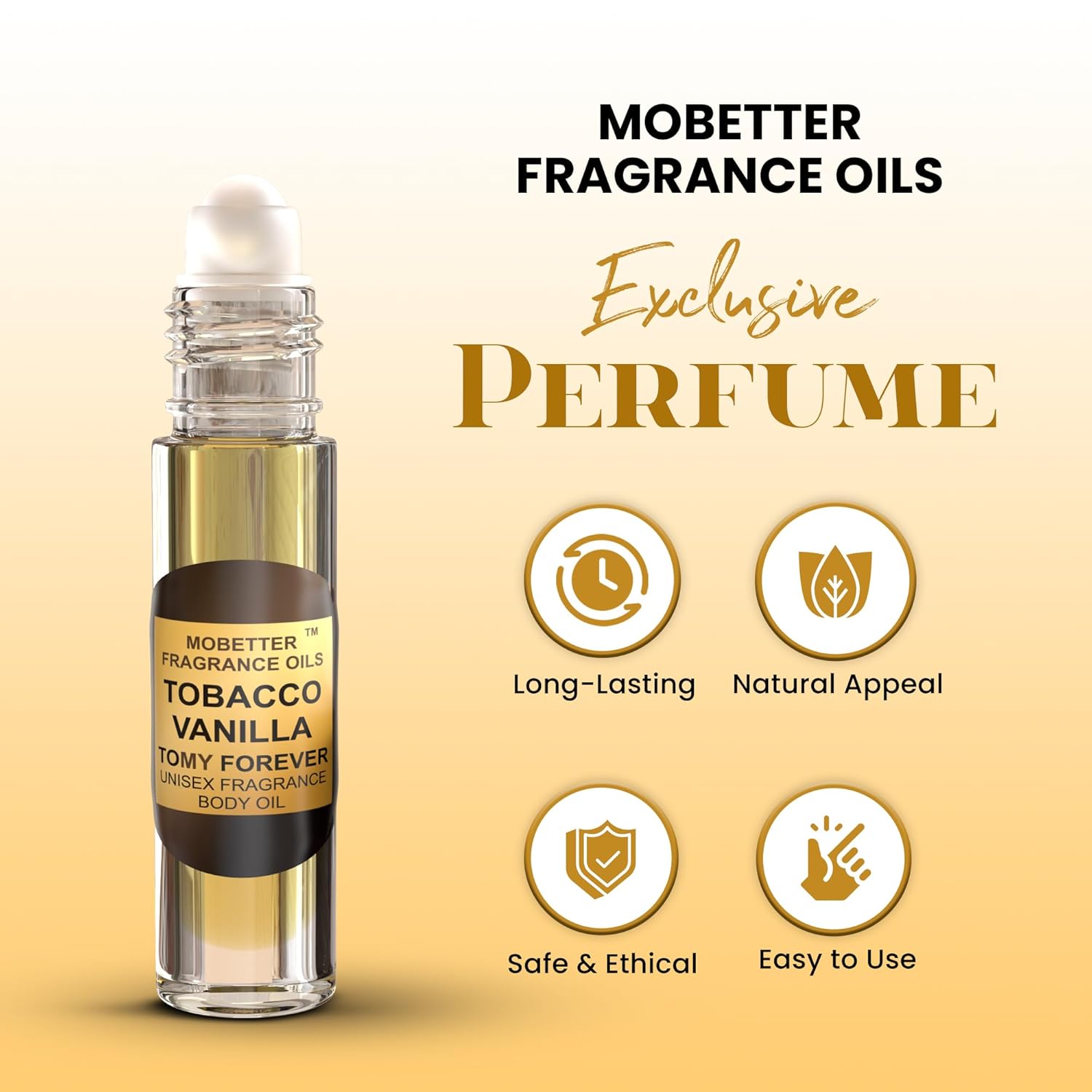 Tobacco Vanilla Unisex Body Oil (10ml Roll On), for Women and Men, Strong, Long Lasting, Travel Size, Oriental Spicy Fragrance