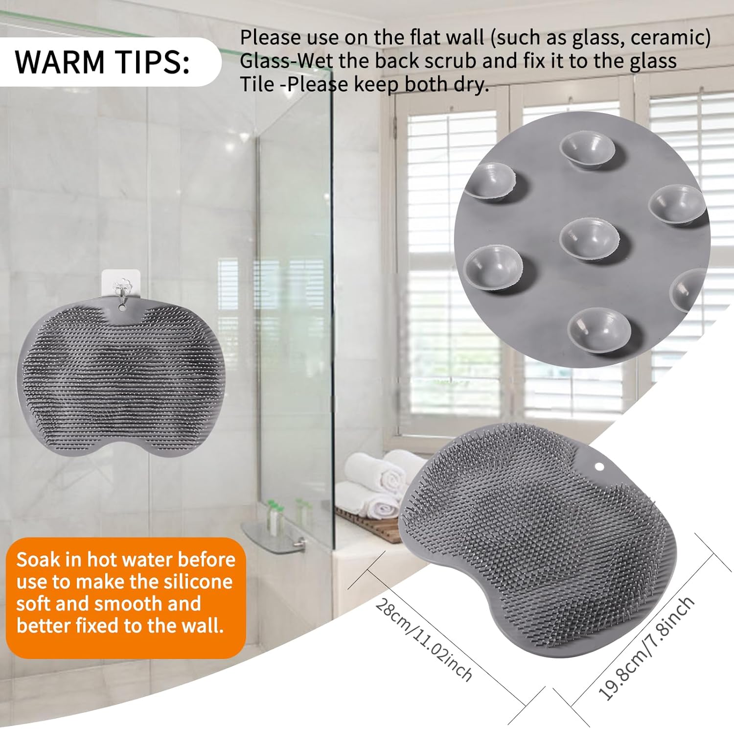 3PACK Silicone Shower Foot Scrubber,Wall Slip Suction Cups Body Scrubber | Silicone Shower Foot Brush Pad,Use in Cleaner For Women and Men By RARKVEN
