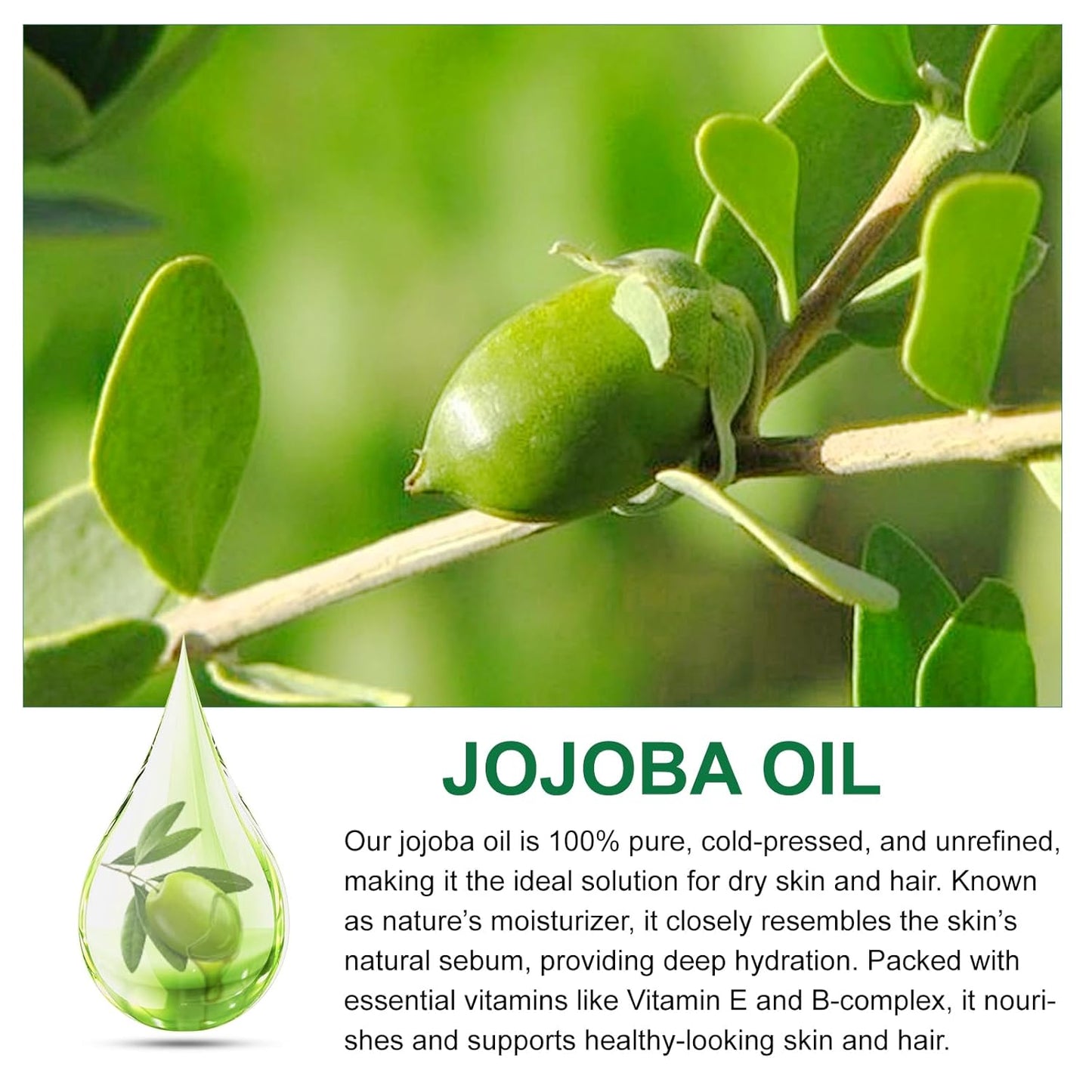 Non-Greasy Jojoba Oil – Lightweight Summer Face Oil, Perfect for Facial Tools, Helps Skin Look Smooth & Balanced – Fast Absorbing |Base Carrier Oil-2.0 Fl Oz