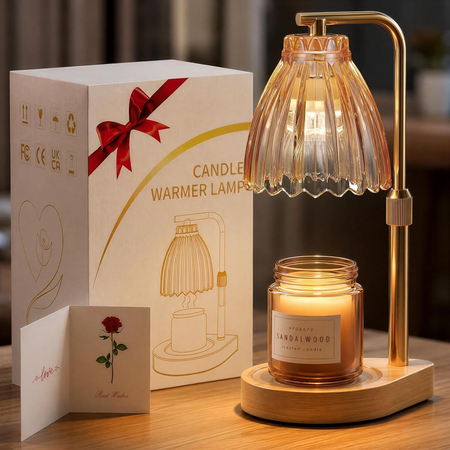Gifts for Women, Candle Warmer Lamp with Adjustable Height, Timer & Dimmer, Birthday Gifts for Women, Elegant Gift Box & Greeting Card, Candle Lamp with 2 Bulbs for Home Decor/Bedroom/Office