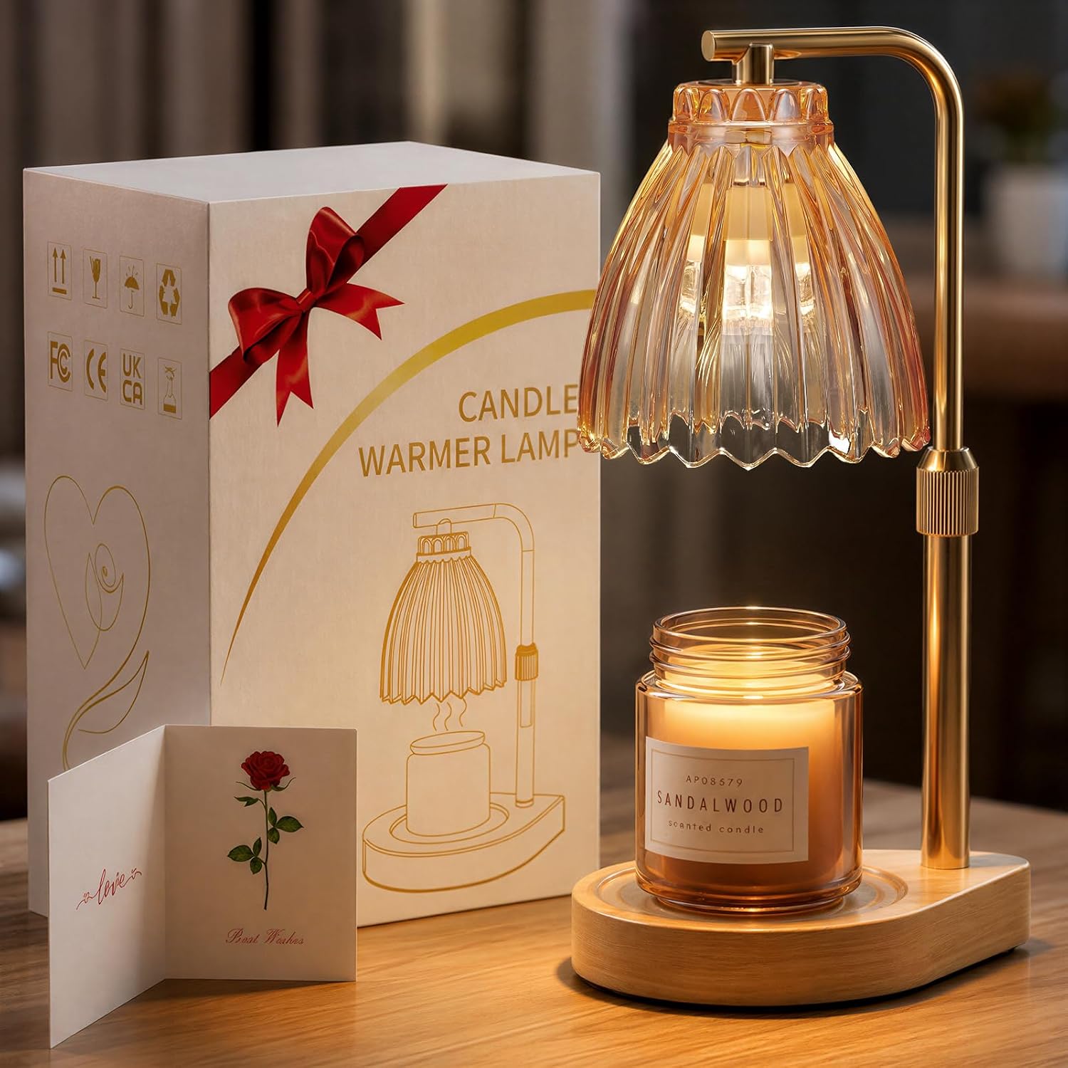 Gifts for Women, Candle Warmer Lamp with Adjustable Height, Timer & Dimmer, Birthday Gifts for Women, Elegant Gift Box & Greeting Card, Candle Lamp with 2 Bulbs for Home Decor/Bedroom/Office