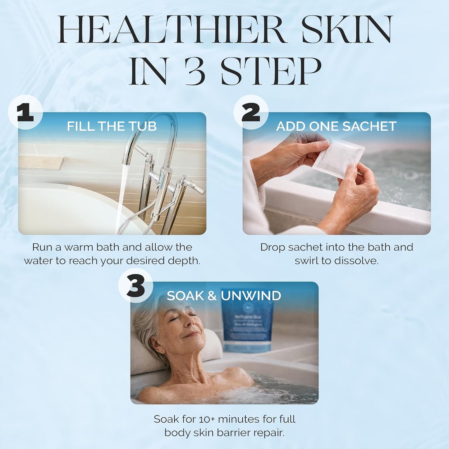 Methylene Blue Bath Soak | Age Defying Serum for Aging and Fragile Skin | Supplement for Defying The Signs of Aging Fragile Skin | USP Pharmaceutical Grade | 10 Dissolvable Sachets