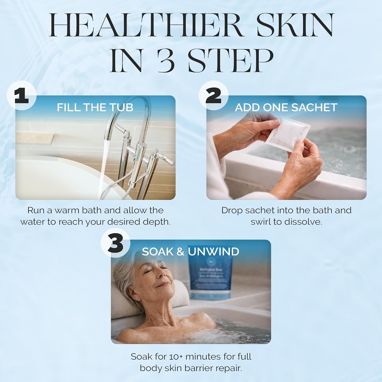 Methylene Blue Bath Soak | Age Defying Serum for Aging and Fragile Skin | Supplement for Defying The Signs of Aging Fragile Skin | USP Pharmaceutical Grade | 10 Dissolvable Sachets