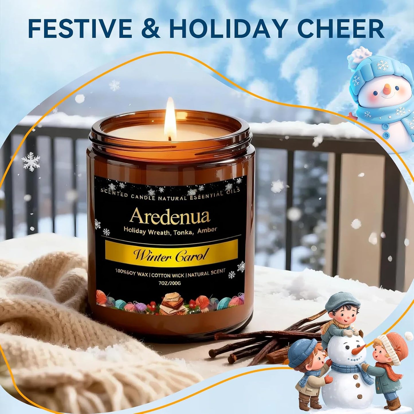 Warm Cashmere Scented Candle – Warm Luxe Cashmere & Soft Vanilla Notes, Cozy Clean Scent, Natural Soy Wax Candles, Long Lasting Candle for Home & Relaxation - 7oz Aromatherapy Candles