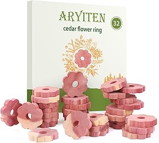 Aryiten Cedar Blocks for Clothes Storage, 32 Pack Cedar Rings, Aromatic Scent Cedar Planks for Clothes Storage Closets Clothes Hangers and Drawers Freshener Protection & Control