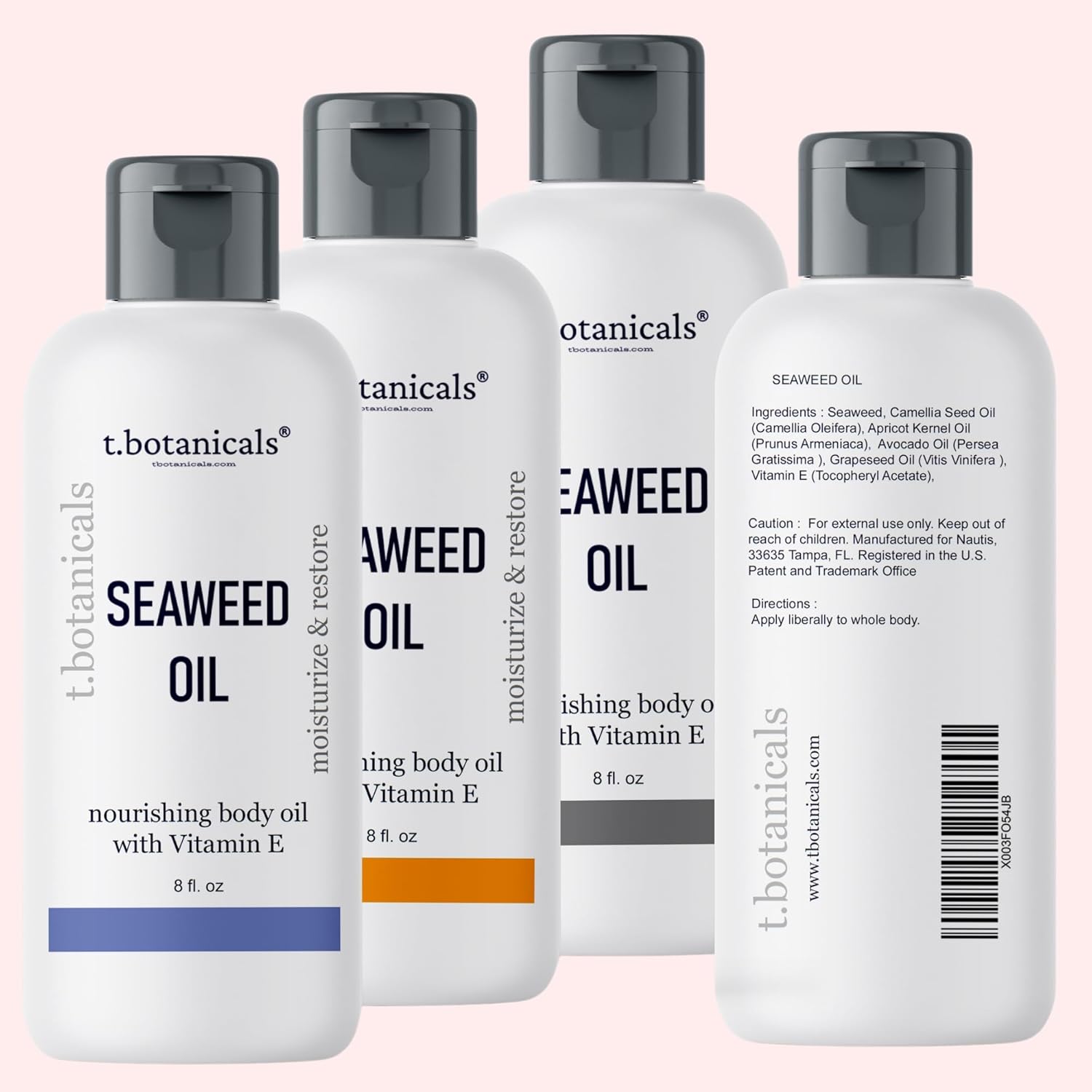 Seaweed Body Oil 8 oz. Nourishing Sea Moss Oil Fast Absorbing Firming Anti-Aging Non-Greasy Oil Day and Night Massage Kelp Moisturizer for Dry Dull, Sagging Skin, Face, Hair, Foot, Hands (Lavender)