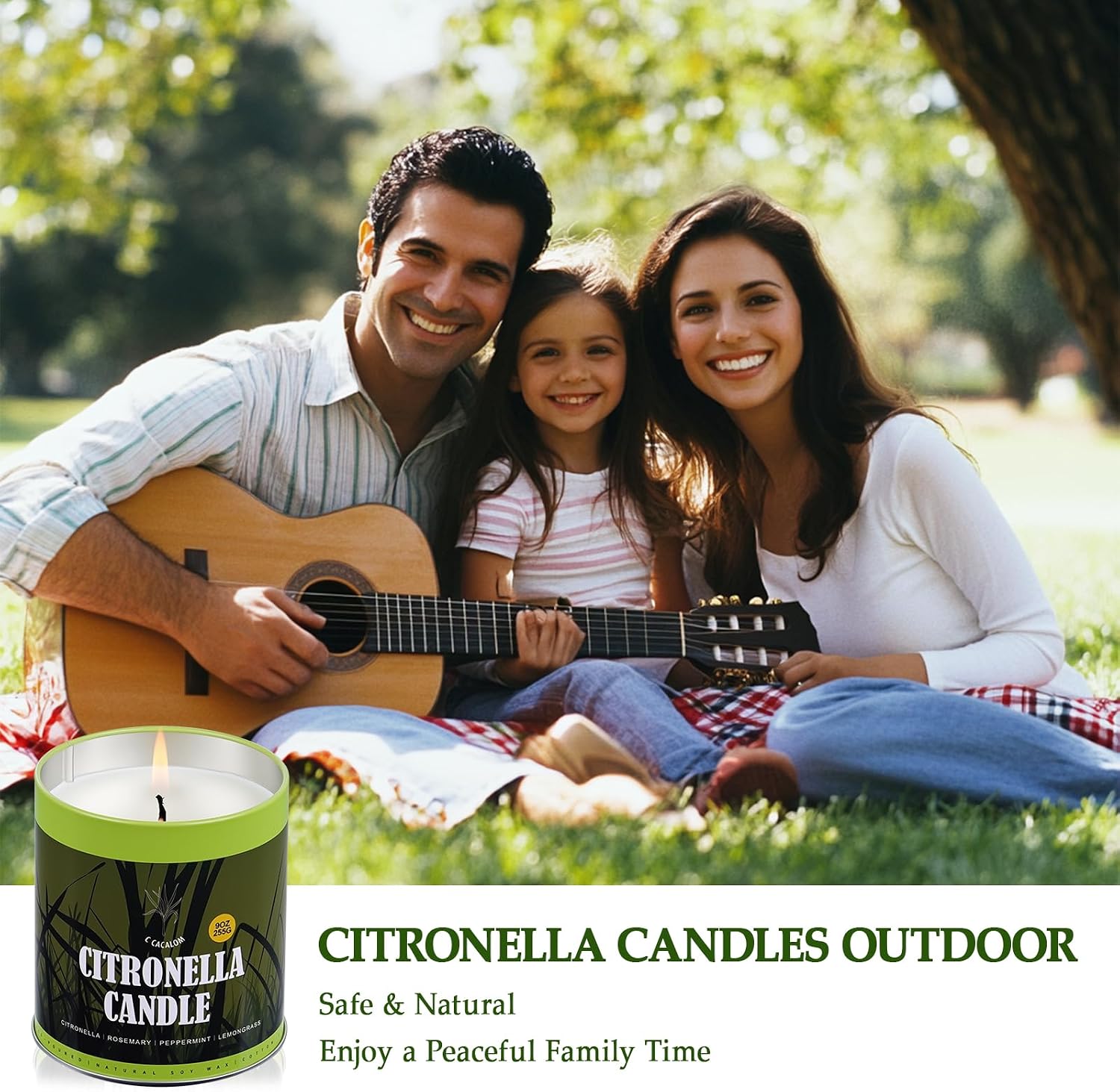 Citronella Candles Outdoor Set, 4 Pack Jar Candle for Patio Camping Backyard Picnic, Infused with 5 Plant Essential Oils, 9 Oz Non Toxic Candles, Scented Candles Sets Gifts for Men Women
