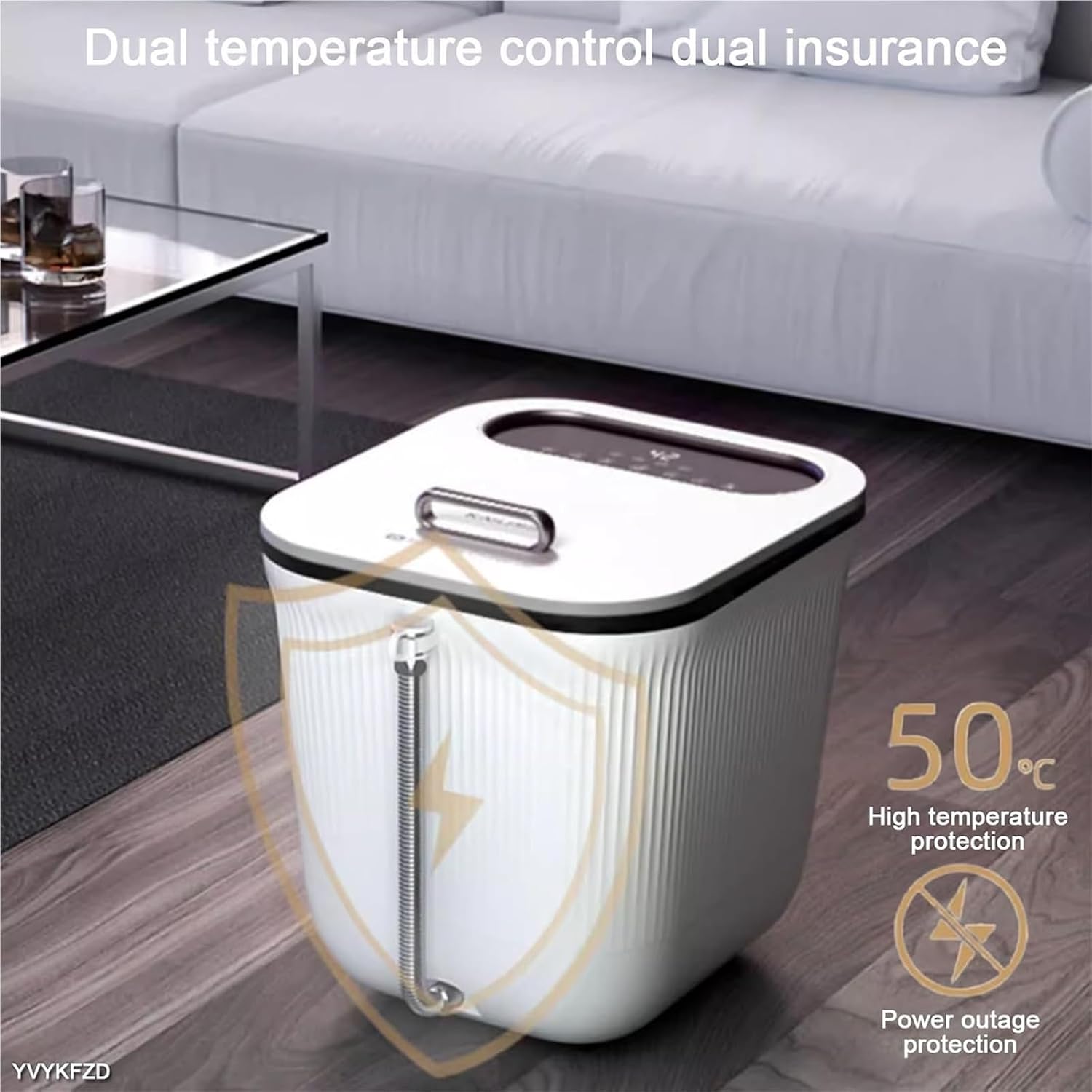 Foot Spa Bath Massager with Heat， Portable Foot Soak Tub with Lid Heat Temperature Control Bubbles