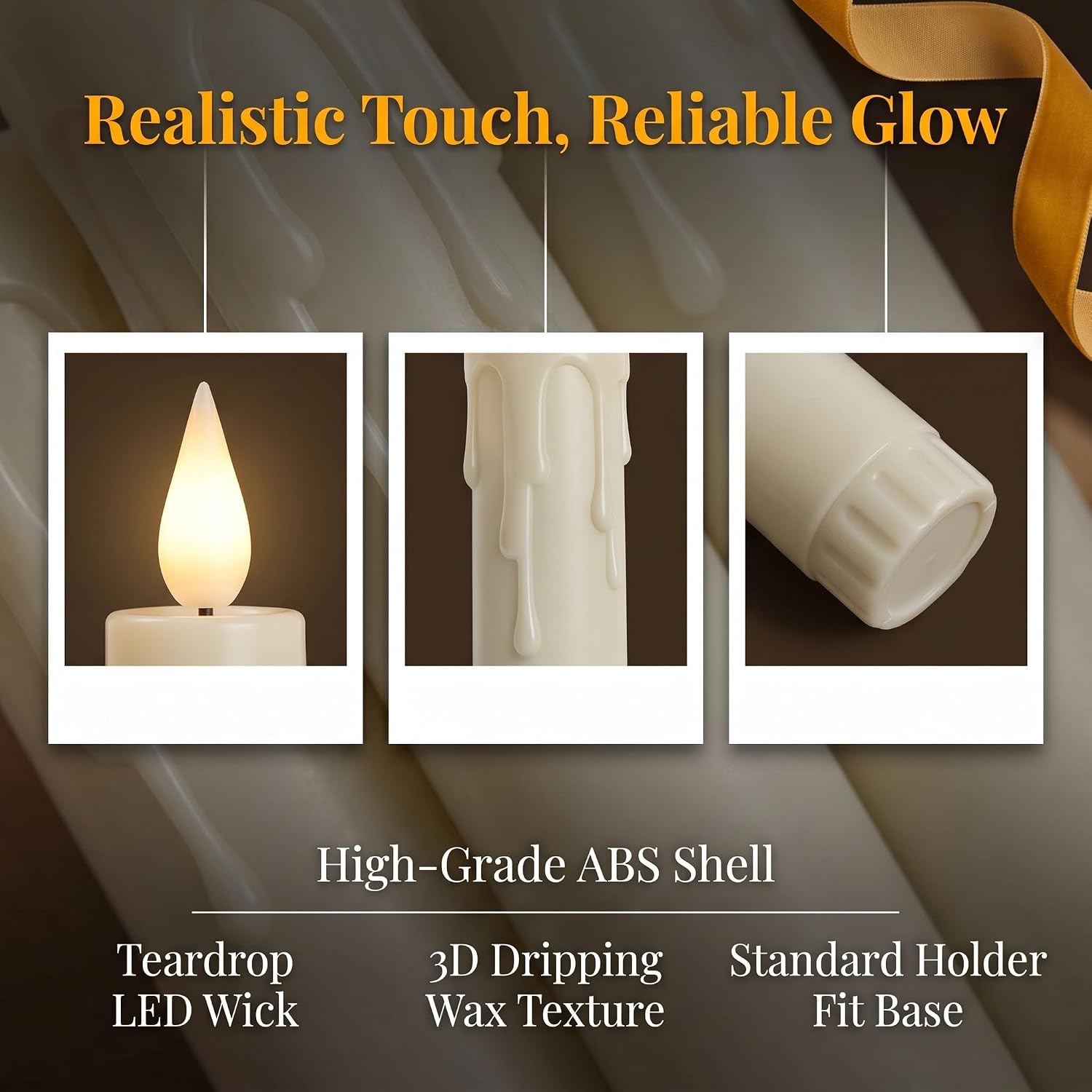 6.7 Inch Flameless Taper Candles with Remote and Timer, 6 Pack Battery Operated LED, 3D Flickering Flame Electric Candlesticks for Wedding Christmas Home Window Fireplace Decor, Ivory