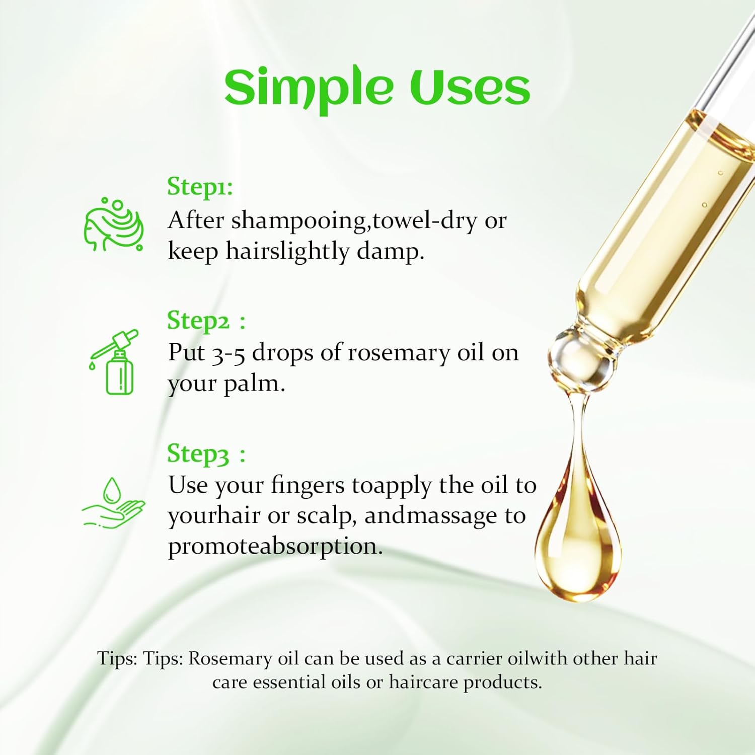 Rosemary Oil for Hair Growth with Castor, USDA Certified Organic Rose Mary Oils Cold Pressed Blend Oil for Thicker Eyebrow, Repair Damaged Hair-0.5 FL OZ
