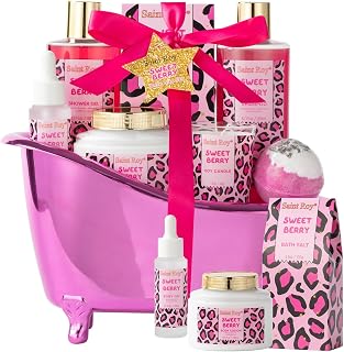 Home Spa Self Care, Bath and Body Spa Gift Basket for Women, Shower Bath Spa Sweet Berry Bath Sets for Teens Gift| Relaxing Care Kit Christmas Mothers Day Gifts for Mom Gift Baskets for Anniversary
