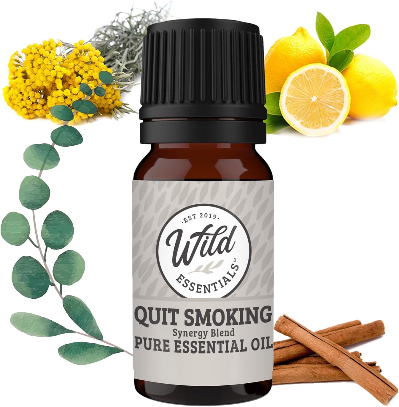 Wild Essentials Quit Smoking 100% Pure Essential Oil Synergy Blend - 10ml, Premium Grade, Use tor Help Quench Cravings The Natural Way! Made and Bottled in The USA