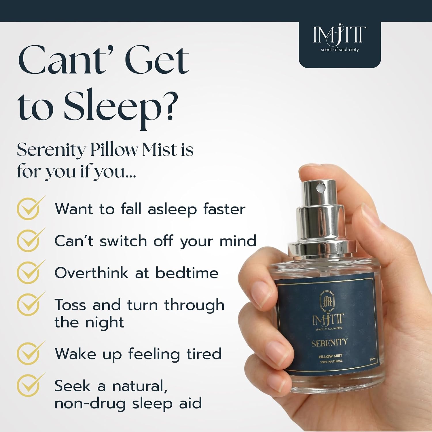 Pillow Mist Spray, Serenity 100% Natural Pillow Mist Sleep Spray with 11 Active Oils, Calming Lavender & Chamomile Essential Oil Blend for Bedtime Relaxation, Aromatherapy (30ml)