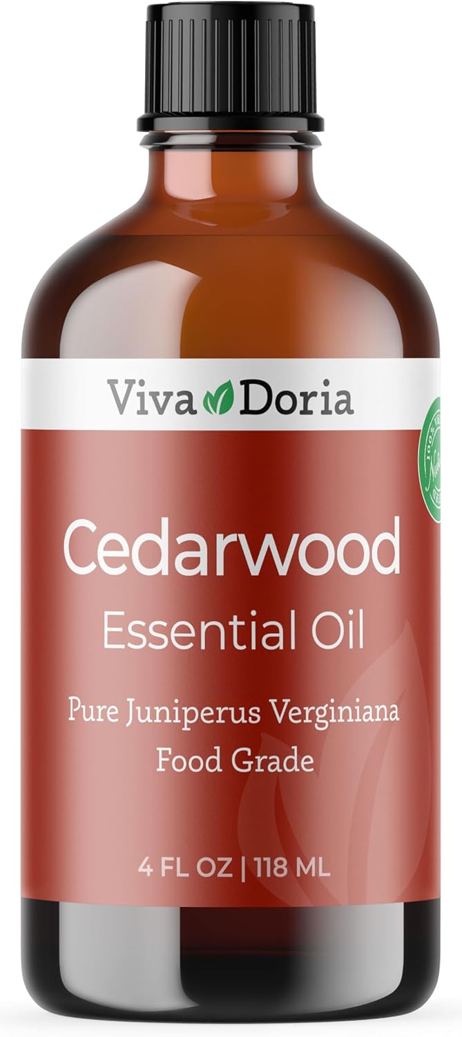 Viva Doria Cedarwood Essential Oil, 100% Pure, Natural Cedarwood Essential Oil, Undiluted, for Aromatherapy | Therapeutic Grade, 118 mL (4 Fluid Ounce)