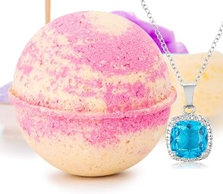 Bath Bomb Deluxe 8oz. And Surprise Jewelry Made in USA, Perfect for Bubble Spa Bath. Handmade Birthday Mothers Day Gifts For Women & Kids (Tropical Grapefruit, Pendant)