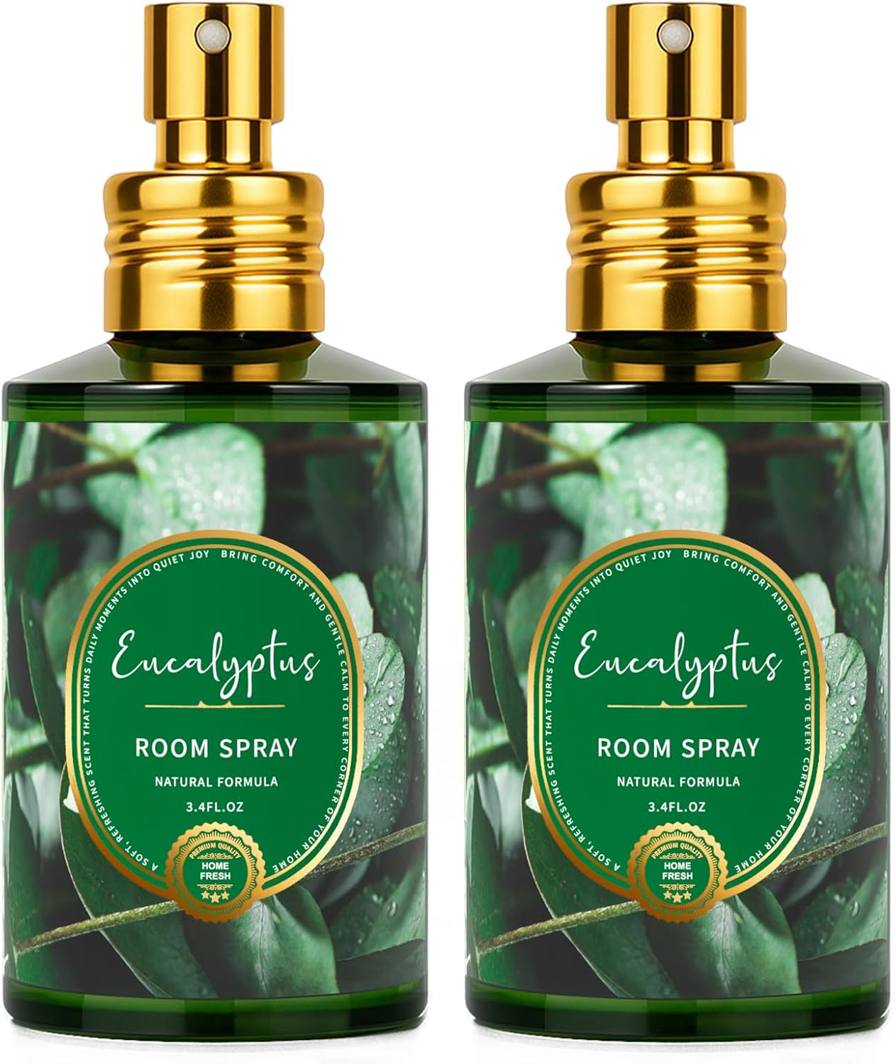 Eucalyptus Room Spray 2 Pack, 3.4oz/100ml Each – Long-Lasting Air Freshener & Odor Eliminator for Home, Bathroom, Bedroom & Office, Concentrated Room Spray