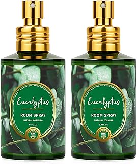 Eucalyptus Room Spray 2 Pack, 3.4oz/100ml Each – Long-Lasting Air Freshener & Odor Eliminator for Home, Bathroom, Bedroom & Office, Concentrated Room Spray