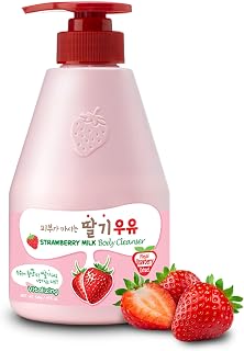 Kwailnara Strawberry Milk Body Wash (19.75 Fl Oz) – Korean Body Cleanser for Hydrated & Smooth Skin | Milk Protein, Royal Jelly & Exfoliating Strawberry Extract | Paraben-Free with Gentle Bubbles