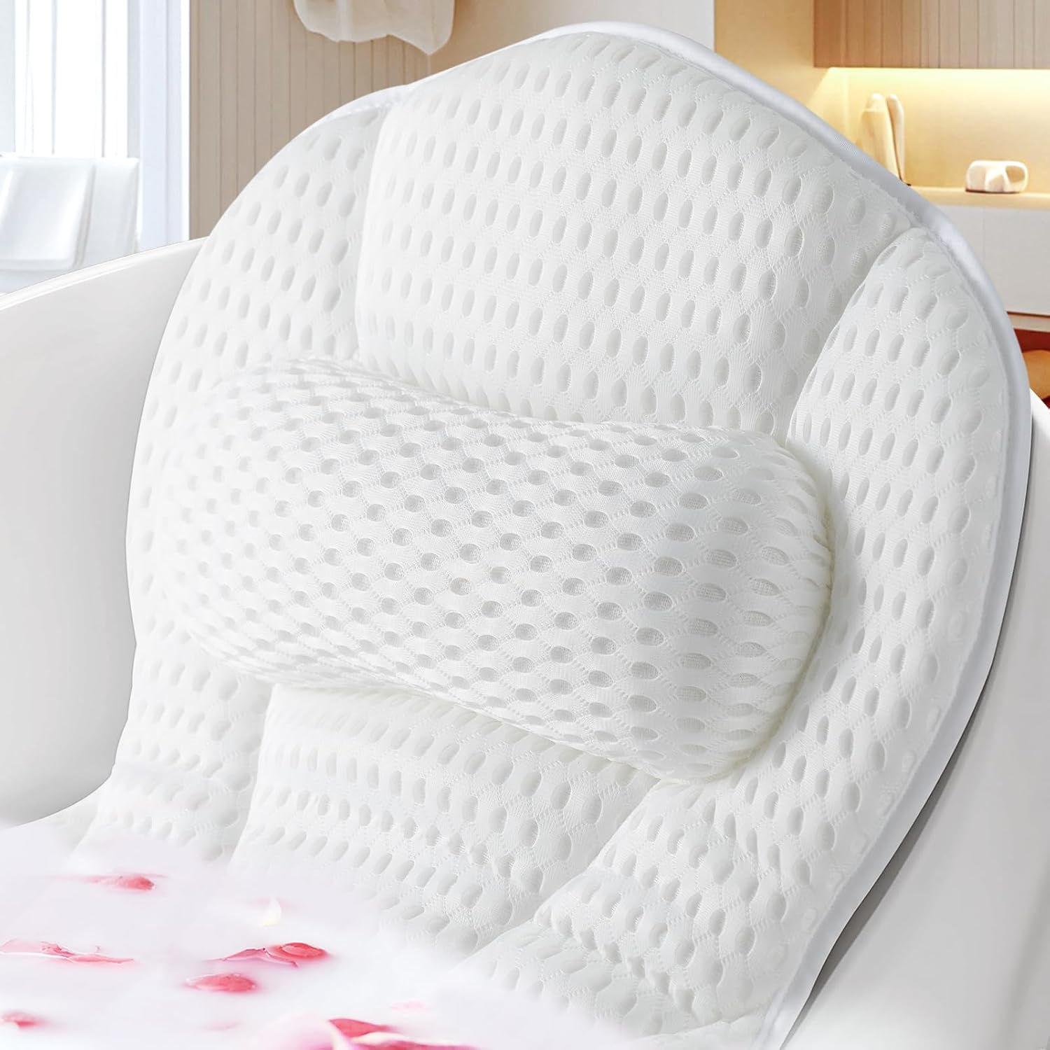 Bath Pillow for Tub,Luxury Bath Pillow for Back,Bathtub Pillow | Bathtub Pillow is Made of Soft 5D Mesh Fabric, Anti Slip Suction Cups, Spa Gifts, Neck And Back Support (Regular Version)