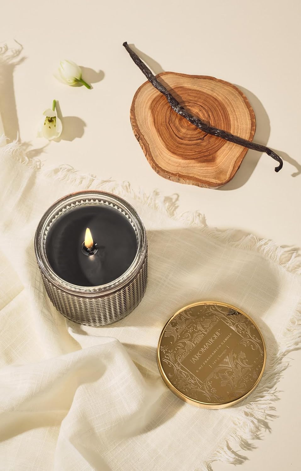 Aromatique, Smoked Vanilla & Santal Scent, Textured, Elegant Candle with Metal Lid, Home Fragrance for Relaxing Atmosphere, 6 oz, Mother's Day Gifts, Bridal Showers, Anniversaries, Holiday Gifts.