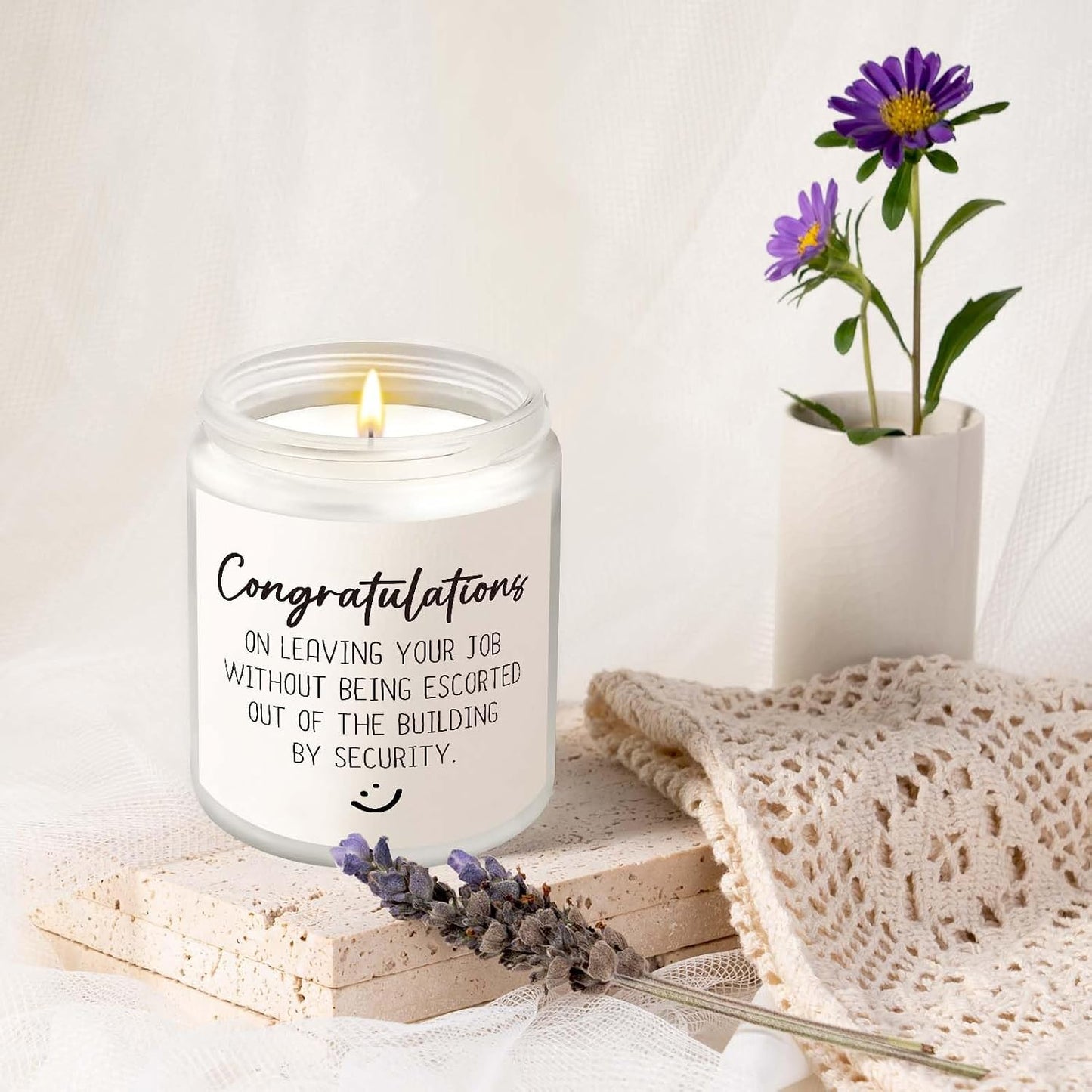 Farewell Gifts for Coworkers, Coworker Leaving Gifts for Women - Lavender Scented Candle, Goodbye Going Away New Job Gift Ideas, Congratulations Retirement Gift for Women Men
