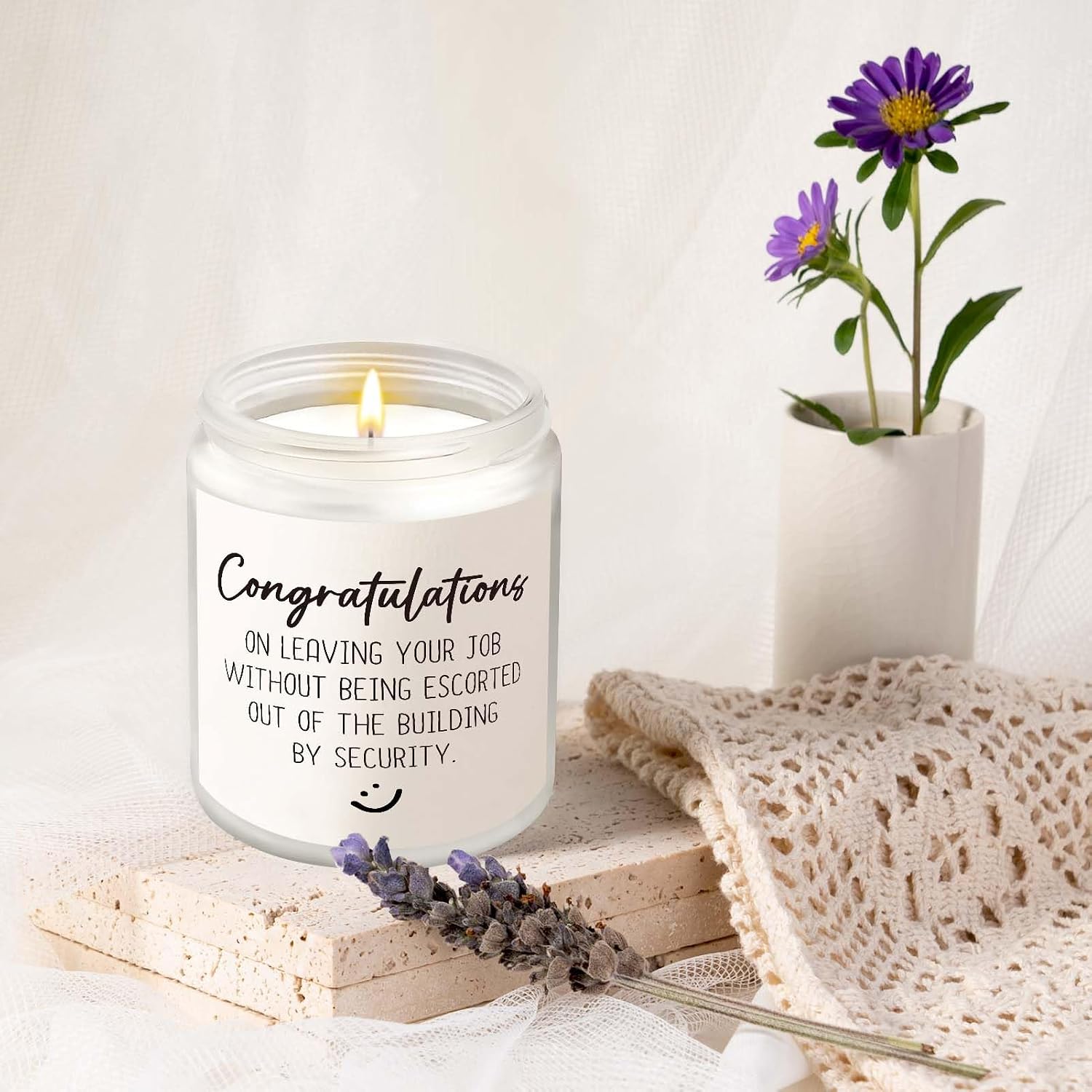 Farewell Gifts for Coworkers, Coworker Leaving Gifts for Women - Lavender Scented Candle, Goodbye Going Away New Job Gift Ideas, Congratulations Retirement Gift for Women Men