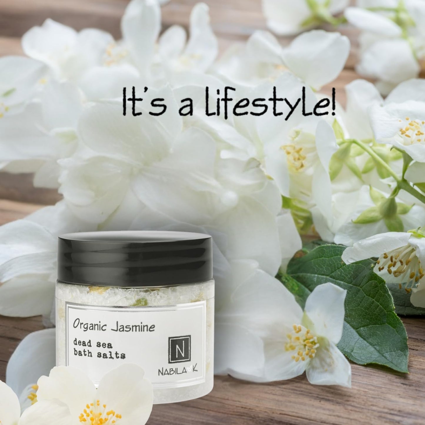 Organic Jasmine Bath Salts for Women & Men - Dead Sea Salt & Epsom Salt Soak and Scrub - Organic Jasmine Buds & Sambac Extract, Cruelty-Free, Sulfate-Free | Travel Size, 2 oz | Nabila K