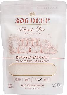 306 Deep Fine Dead Sea Salts for Soaking - 350 Grams of 1-2 mm 100% Dead Sea Salt Bath for Men and Women, Pure Bath Minerals with Magnesium, Zinc, Potassium for Soaks and Body Scrub
