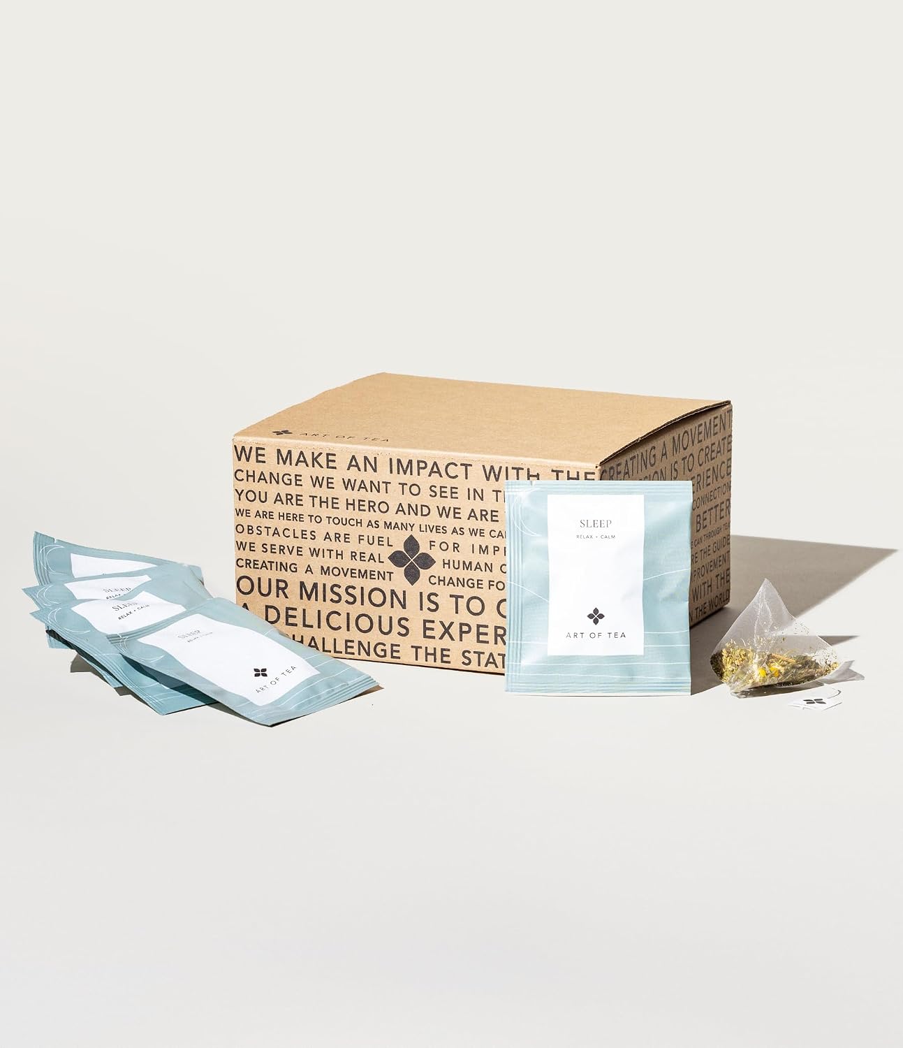 Art of Tea Sleep Tea Bags 50 Count, Caffeine Free Herbal Bedtime Tea with Chamomile, Lavender & Valerian Root, Premium Pyramid Sachets