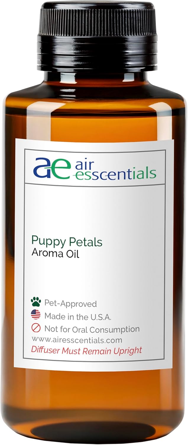 Air Esscentials Puppy Petals Aroma Oil - Pet-Preferred Pure Essential Oil for Scent Machines & Cold-Air Diffusers | Crisp Apple & Zesty Lime | Floral Light & Airy Musk | Safe for Pets | 300mL